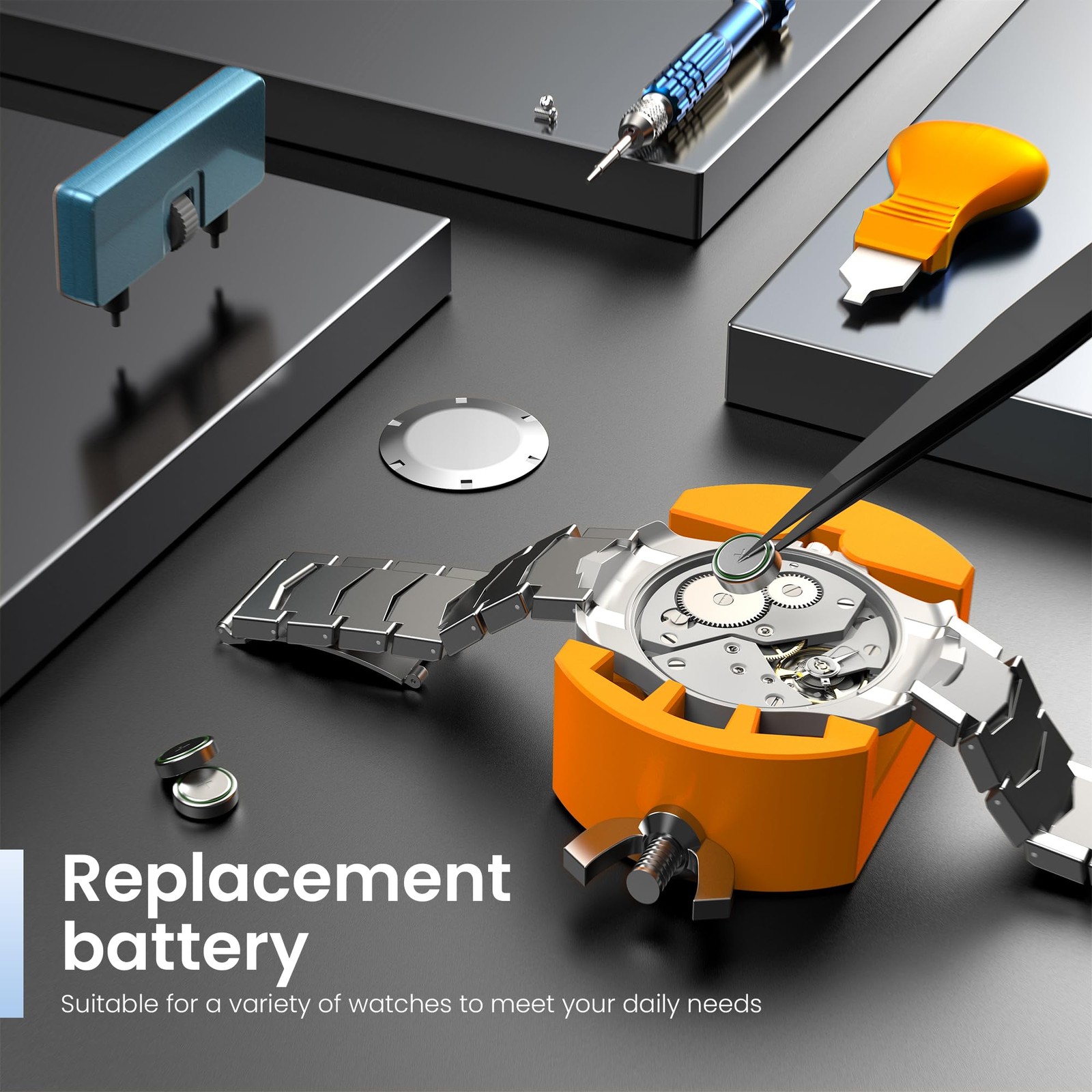 JOREST Watch Repair Kit for Battery Replacement & Link Removal, Resizing Blue