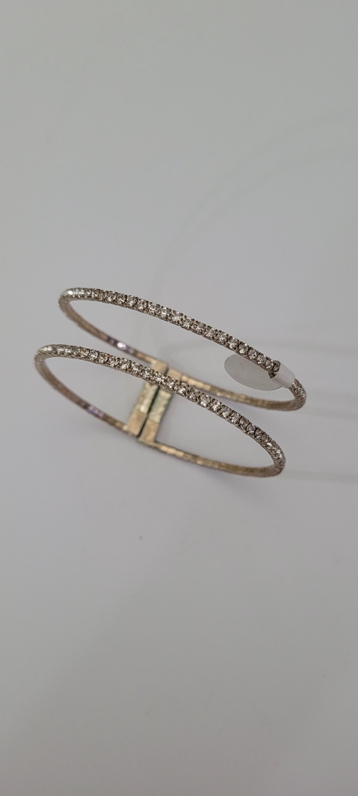 Two Rhinestone Line Memory Wire Bracelet Bangle