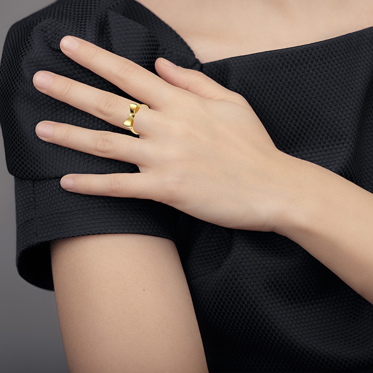 Gold Bow Tie Ribbon Ring (Available in Yellow/Rose/White Gold)