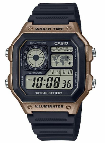 Casio AE1200WH-5AV, Chronograph Watch, Illuminator, 5 Alarms, 10 Year Battery