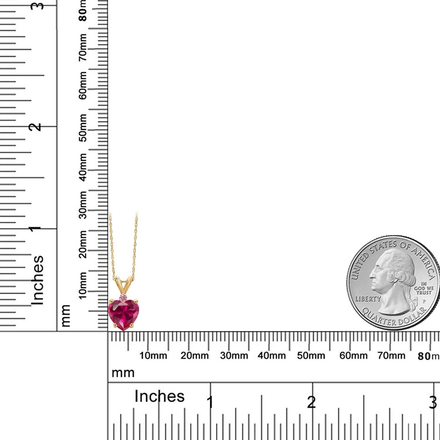 14K Yellow Gold Created Ruby and Pink Lab Grown Diamond Pendant Necklace for