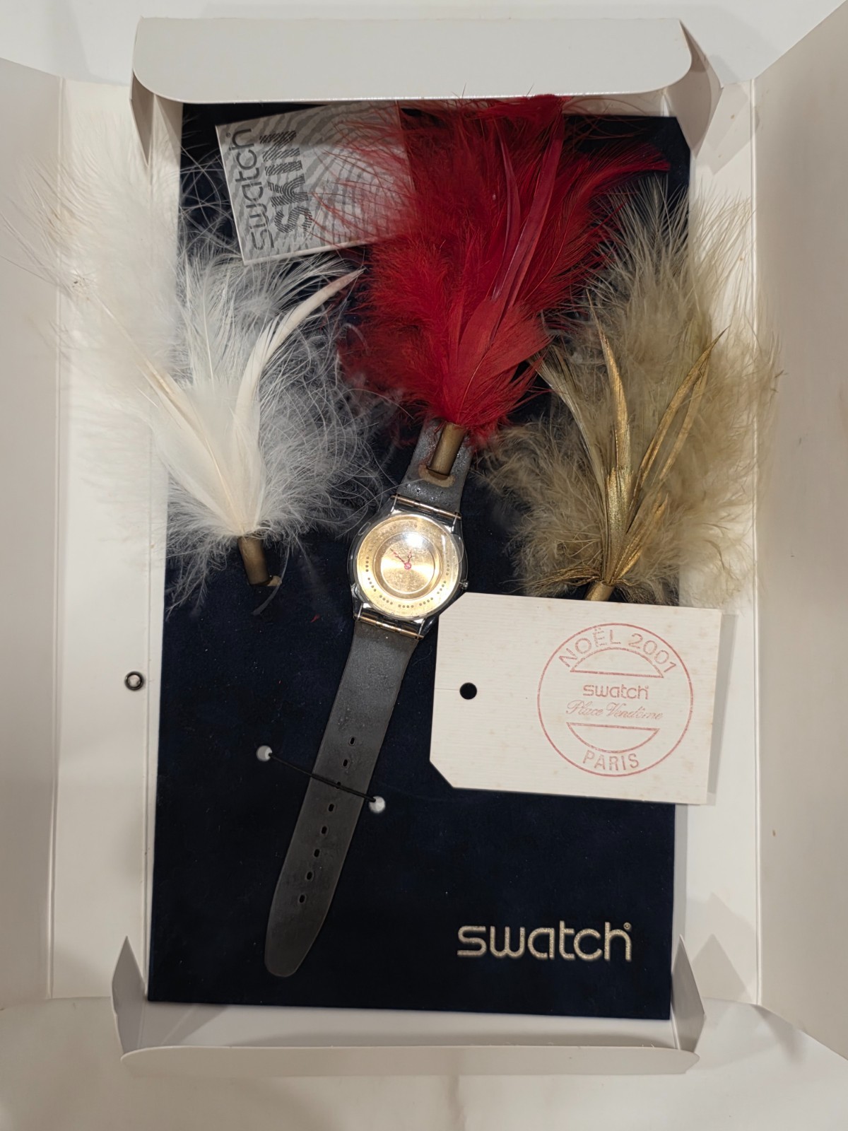 Rare 2003 Swatch Skin PLUME DE FETE SFK136 Ultra-Thin Swiss Watch Vintage