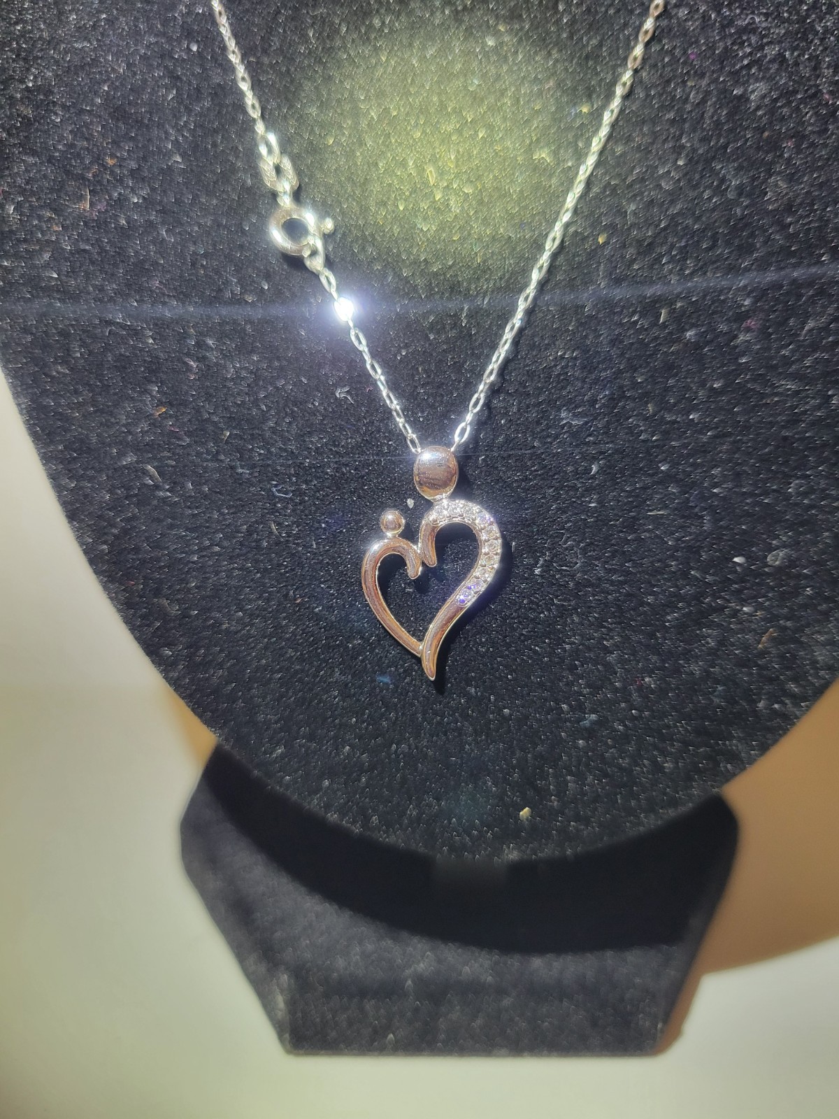 925 Silver Stamped Cable Chain With Silver Plated Heart Pendant Necklace.