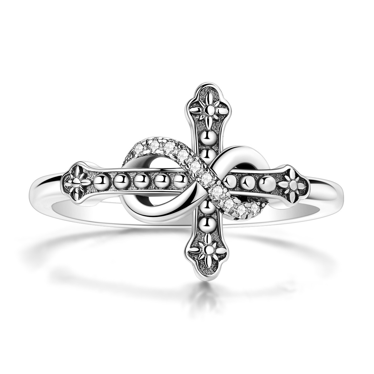 LAZA Original 925 Sterling Silver Finger Ring Infinite Cross for Women Jewelry