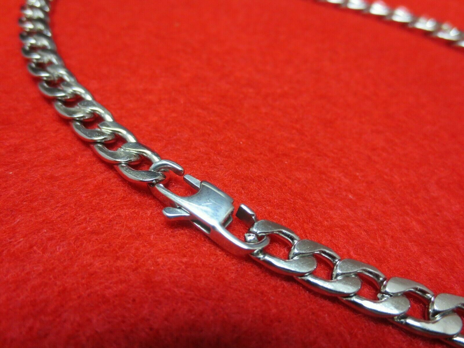 36 inch 7MM STAINLESS STEEL SILVER CURB NECKLACE WITH SPECIAL CLASP WAS $14.95
