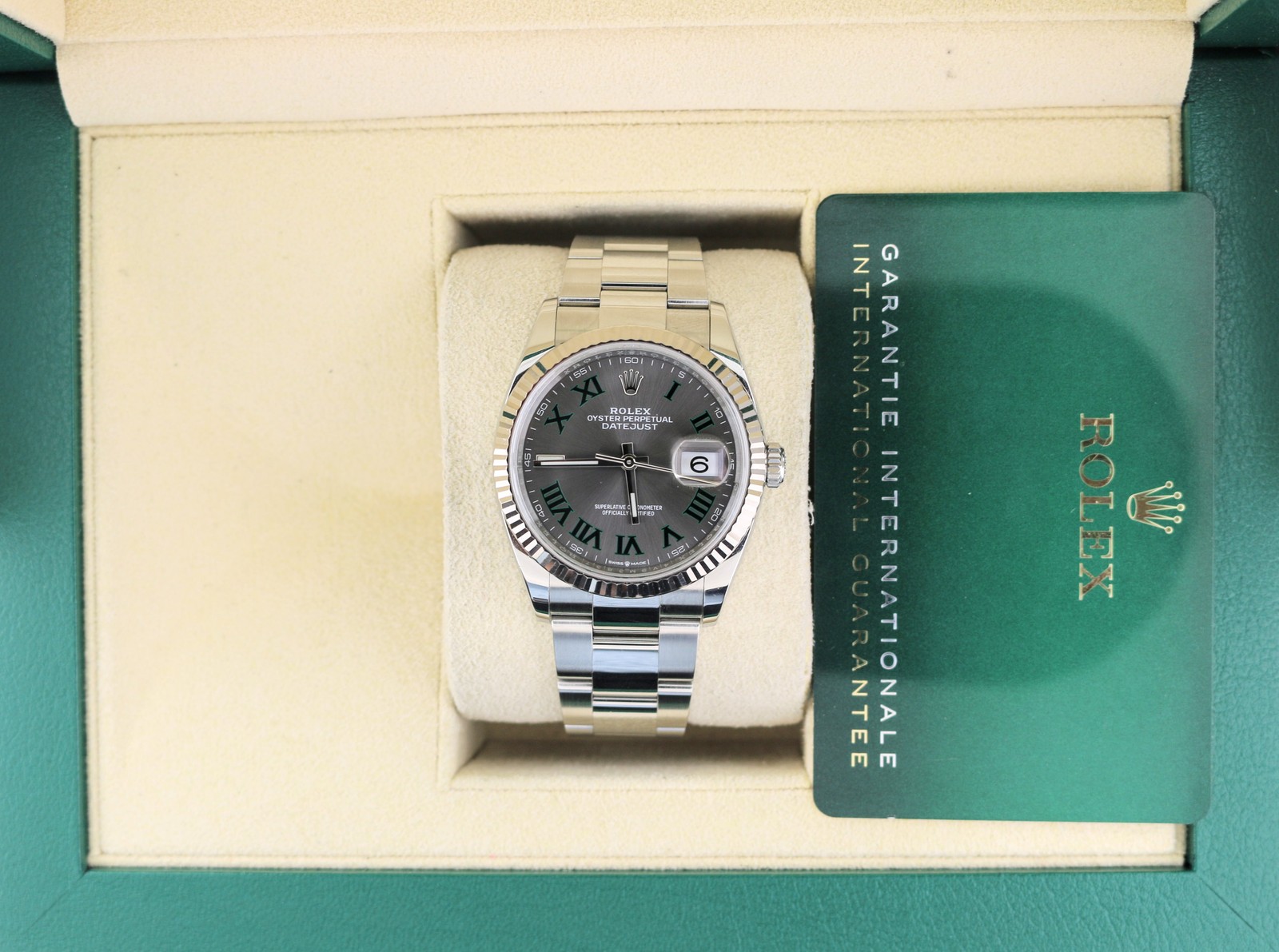 2021 Rolex Datejust 126234 Wimbledon Roman Dial SS Oyster With Papers 36mm