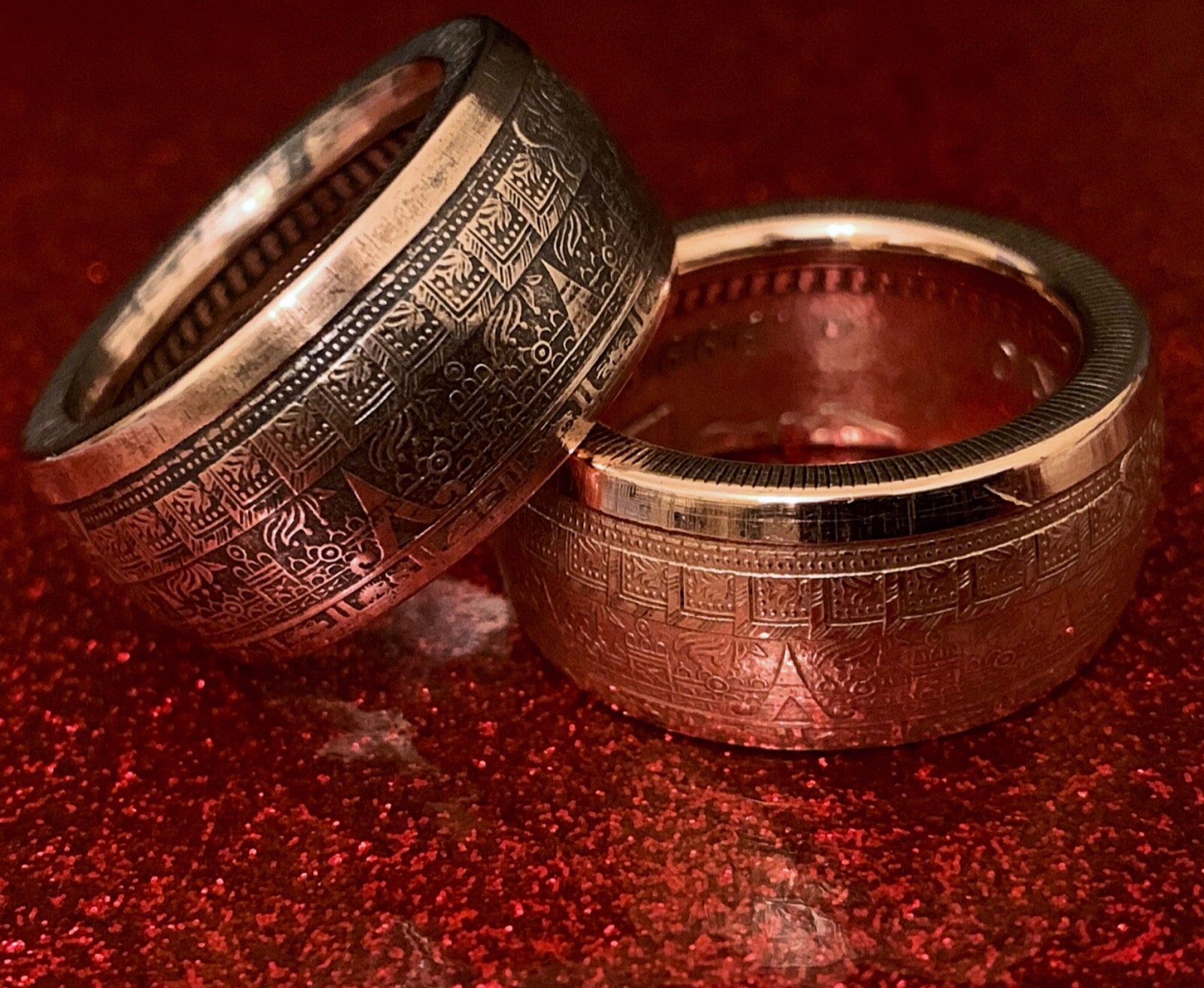 Copper Mayan Aztec Calendar Coin Ring – Solid 99% Pure Copper