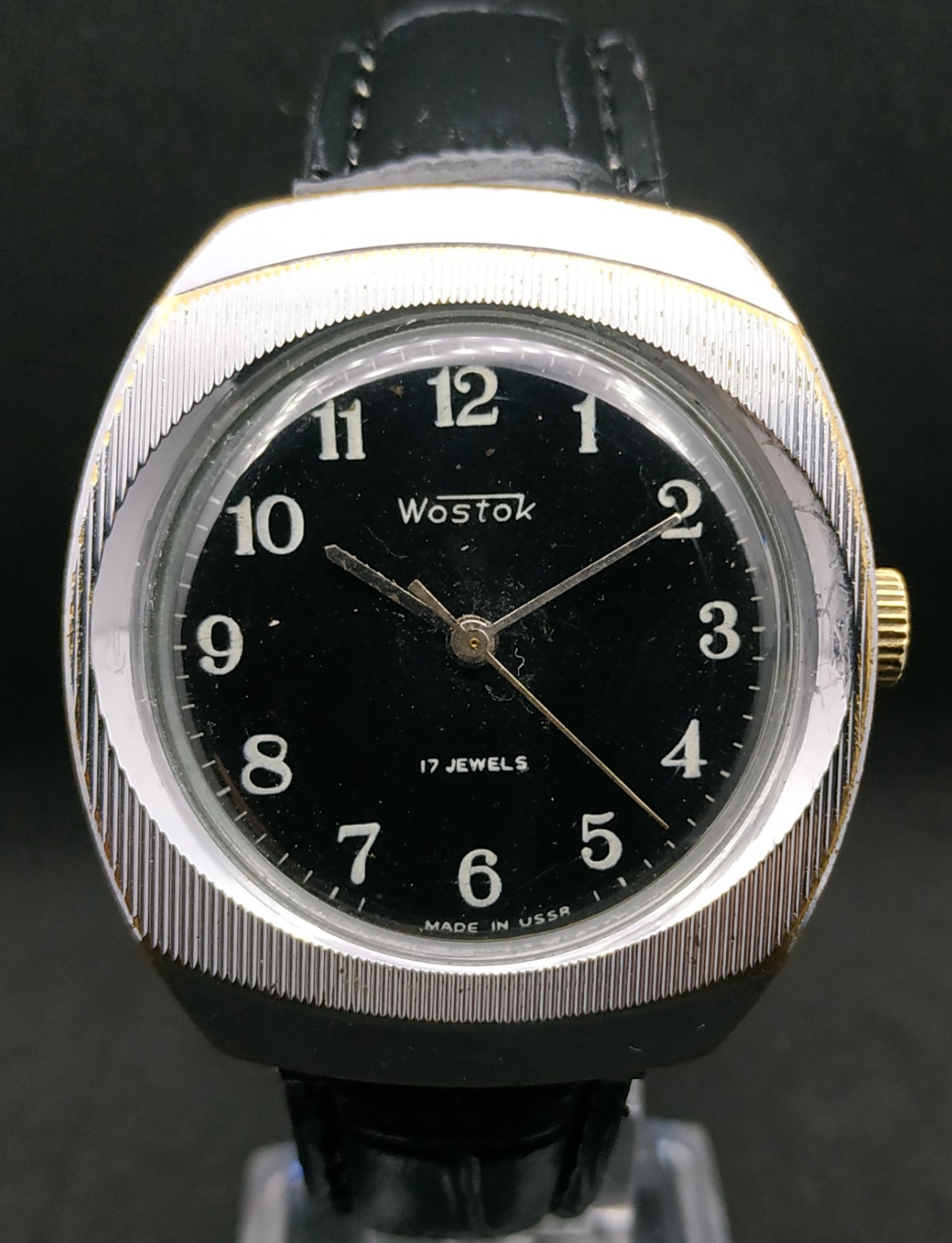 Men’s Dress Watch Wostok Vintage USSR Mechanical 2409A Retro Vostok Black Soviet