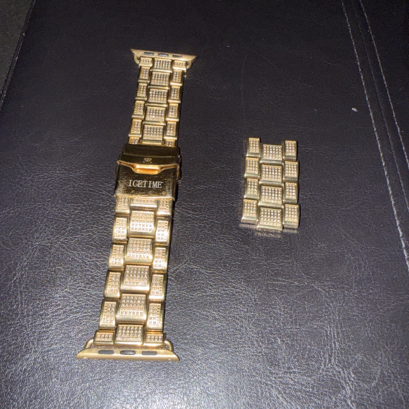 Apple Watch 42MM Band Genuine Diamond 5 Carat Gold Plated Preowned