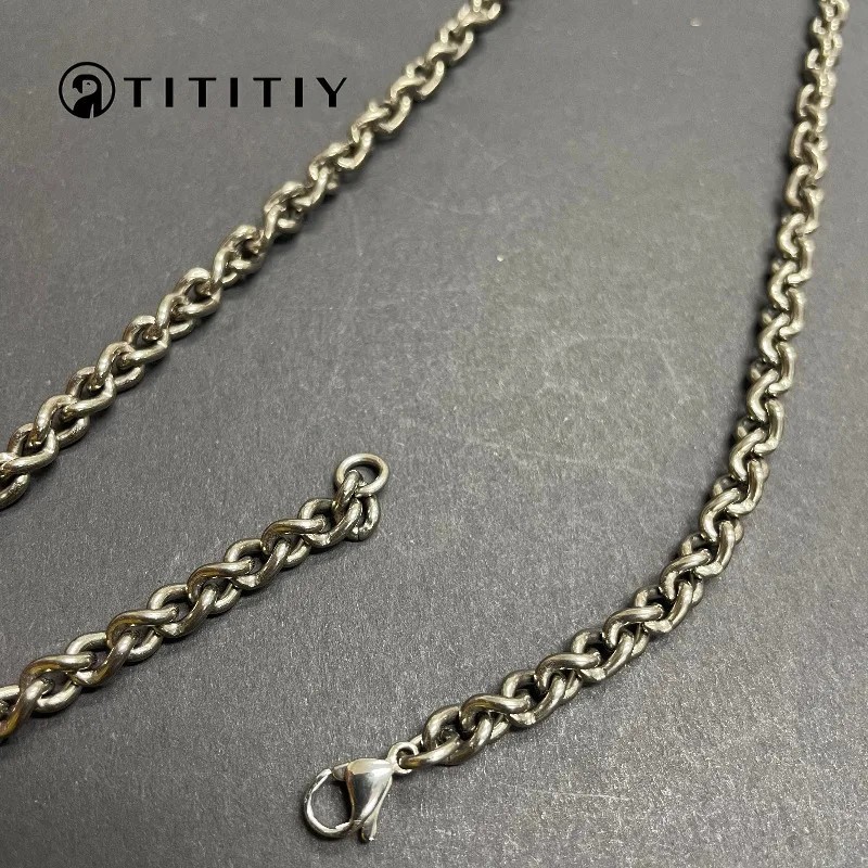 5mm TA1 Pure Titanium Necklace Ultra-Lightweight Hypoallergenic Polished Chain
