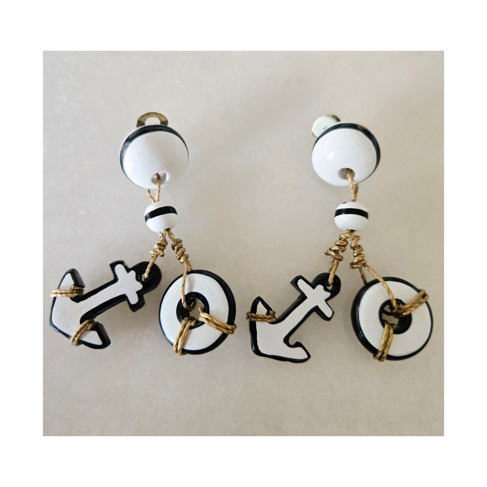 Vintage Nautical Clip On Earrings, Cruise, Party, Beach, Vacation
