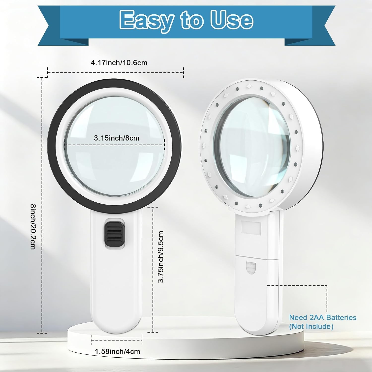 Ultra-Clear Reading Magnifier with 12 LEDs – Ideal for Seniors & Night Use