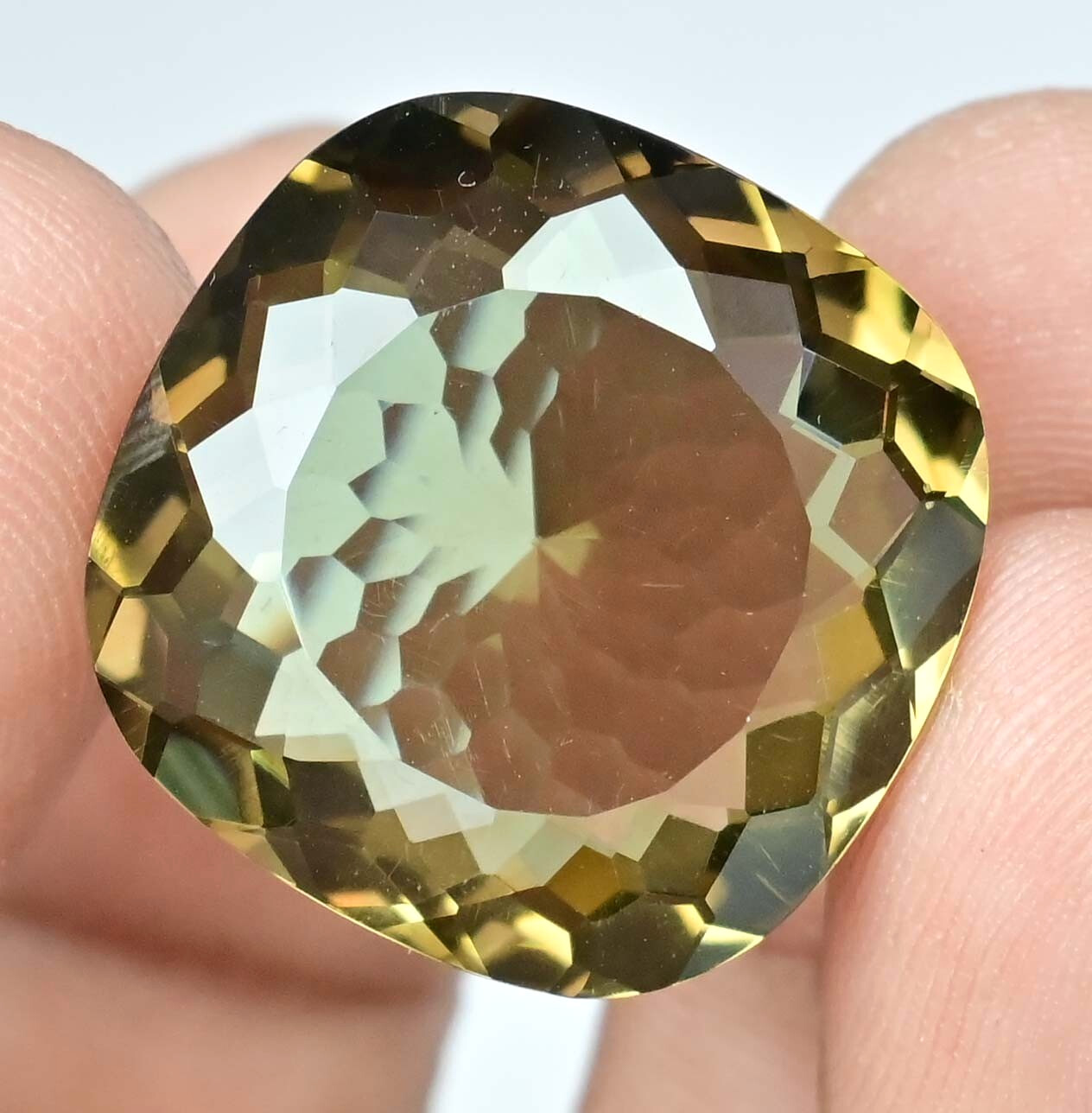 Natural Greenish Moldavite 26.75 Ct Cushion Certified Excellent Loose Gemstone