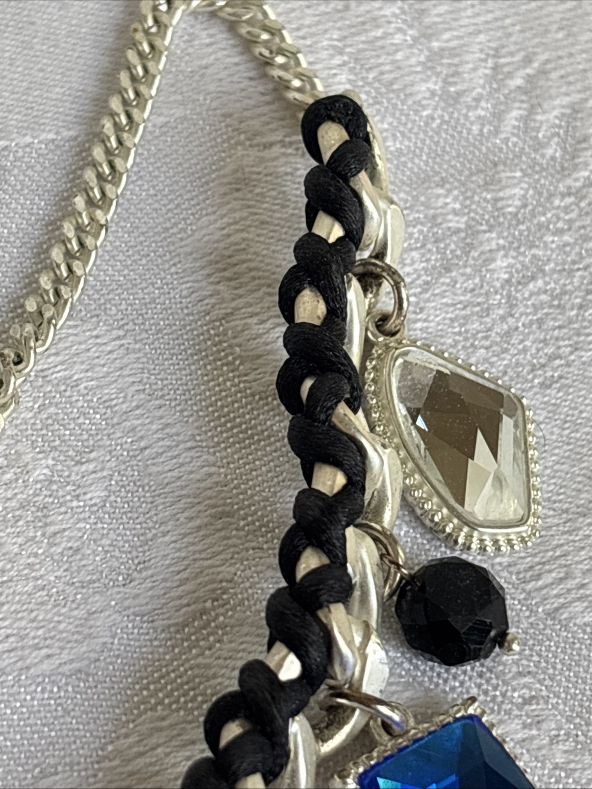 Park Lane Fascinated Necklace Satin Brushed Silver Tone Blue Black & Bns Earring