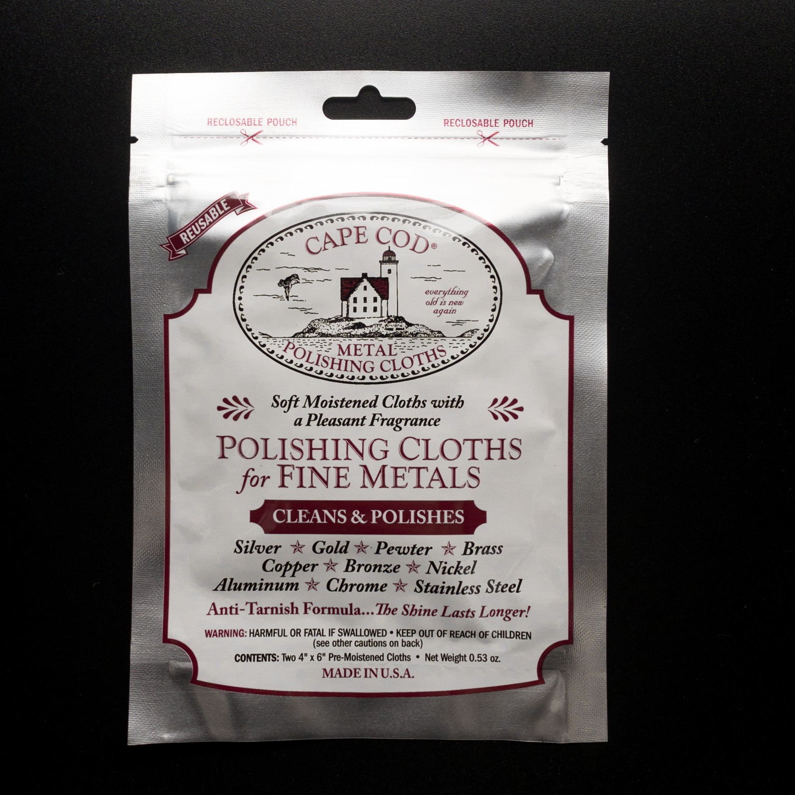 Cape Cod Polishing Cloths for Fine Metals, 2 Clothes Inside, Polish Watches