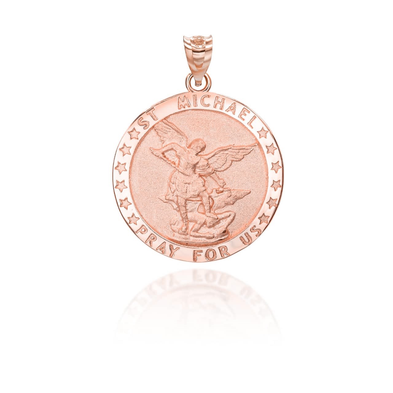 Gold Religious Patron Saint Michael Archangel Medallion Pendant Necklace