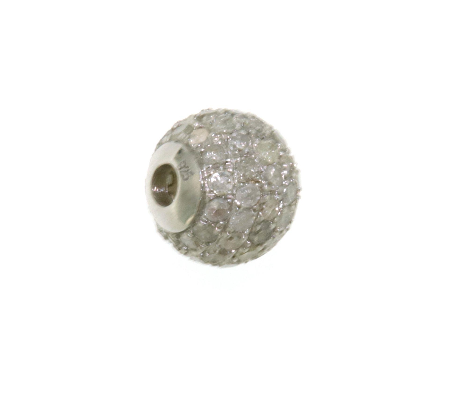 0.65ct Diamond Bead Ball Spacer Finding 925 Starling Silver
