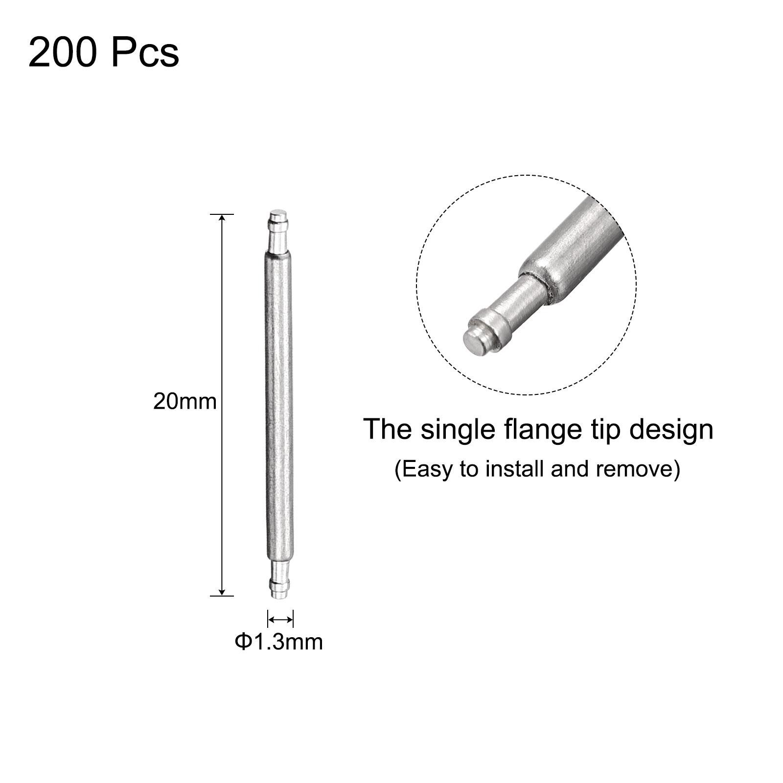 18mm Watch Band Pin 1.3mm Dia Steel Single Flanged End Spring Bar Pins 200pcs