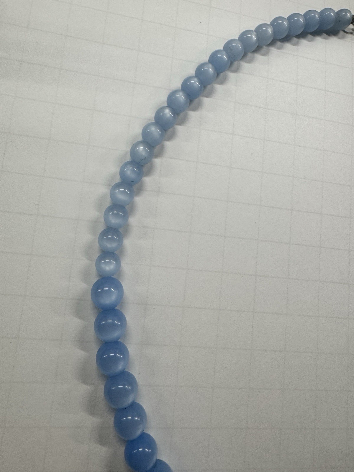 Vintage Pastel Blue Moon Glow Lucite Graduated Bead Necklace