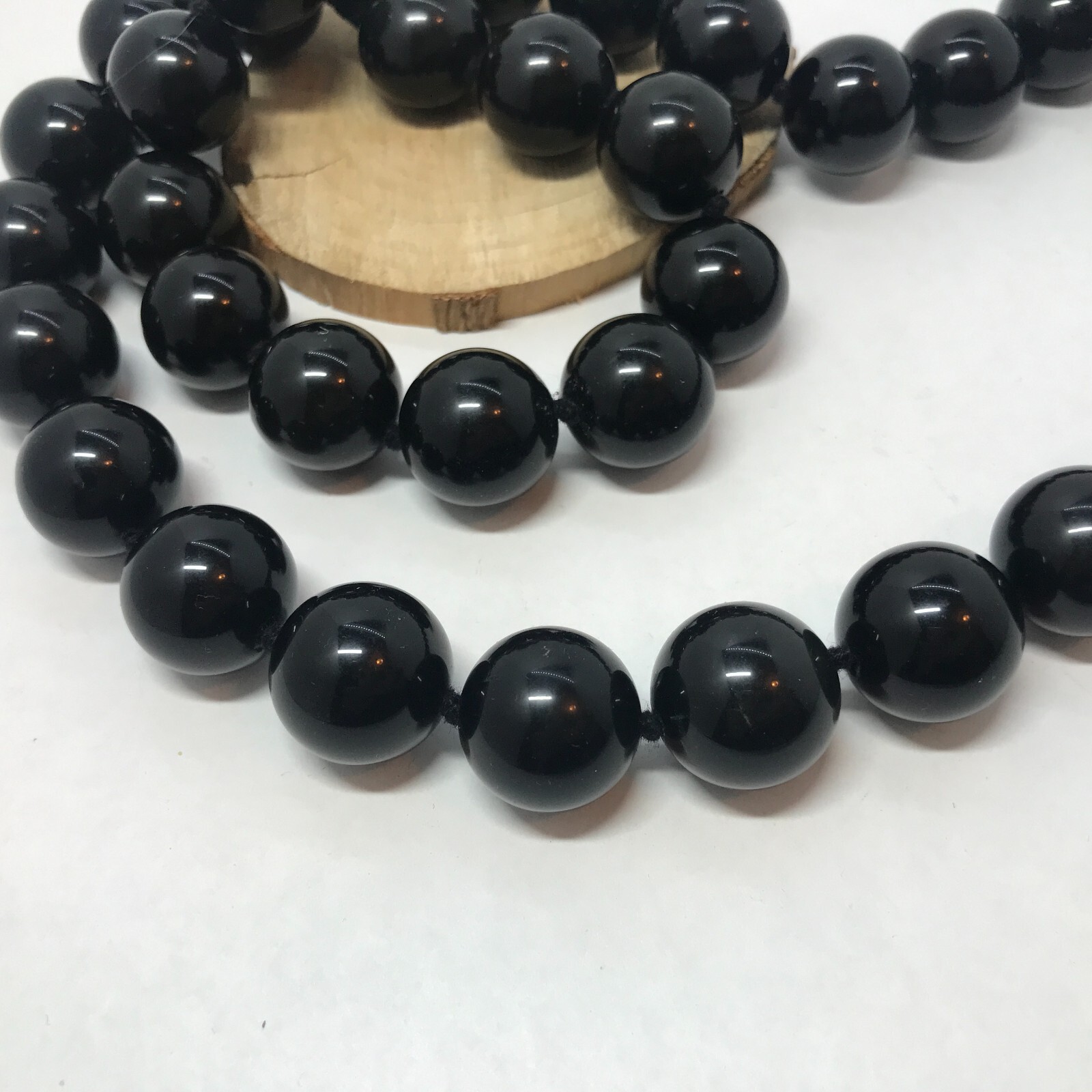 Hand knotted 18mm Black Obsidian beads Necklace, Natural Black Stone Necklace