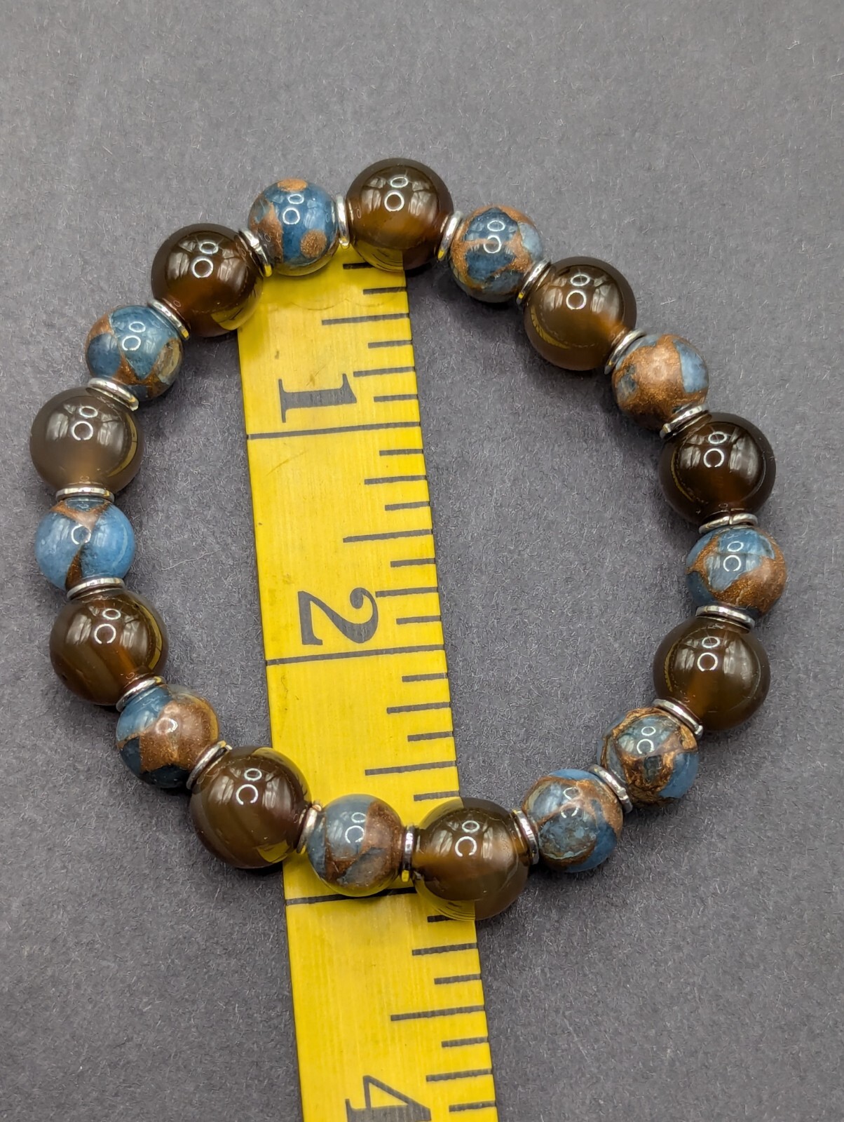 Women’s Stylish Cloisonne Agate Beaded Stretch Bracelet (18cm) Medium Wrist
