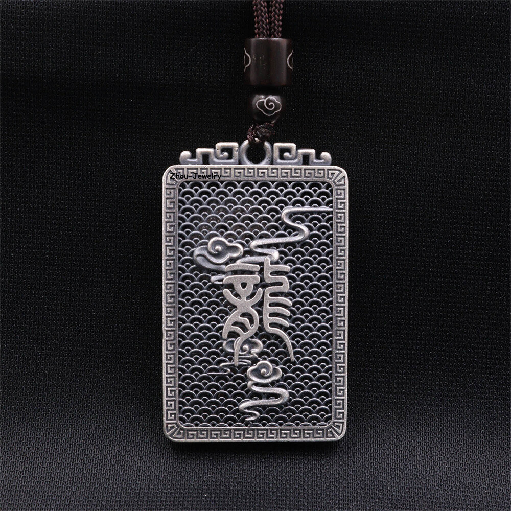 Pure S999 Sterling Silver Pendant Men Women Hollow Dragon Pendant 20-21g 50*31mm