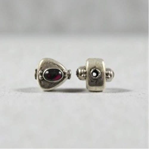 Sterling Silver Focal Bead with Gemstone – 2 pieces (12mmx11mm)