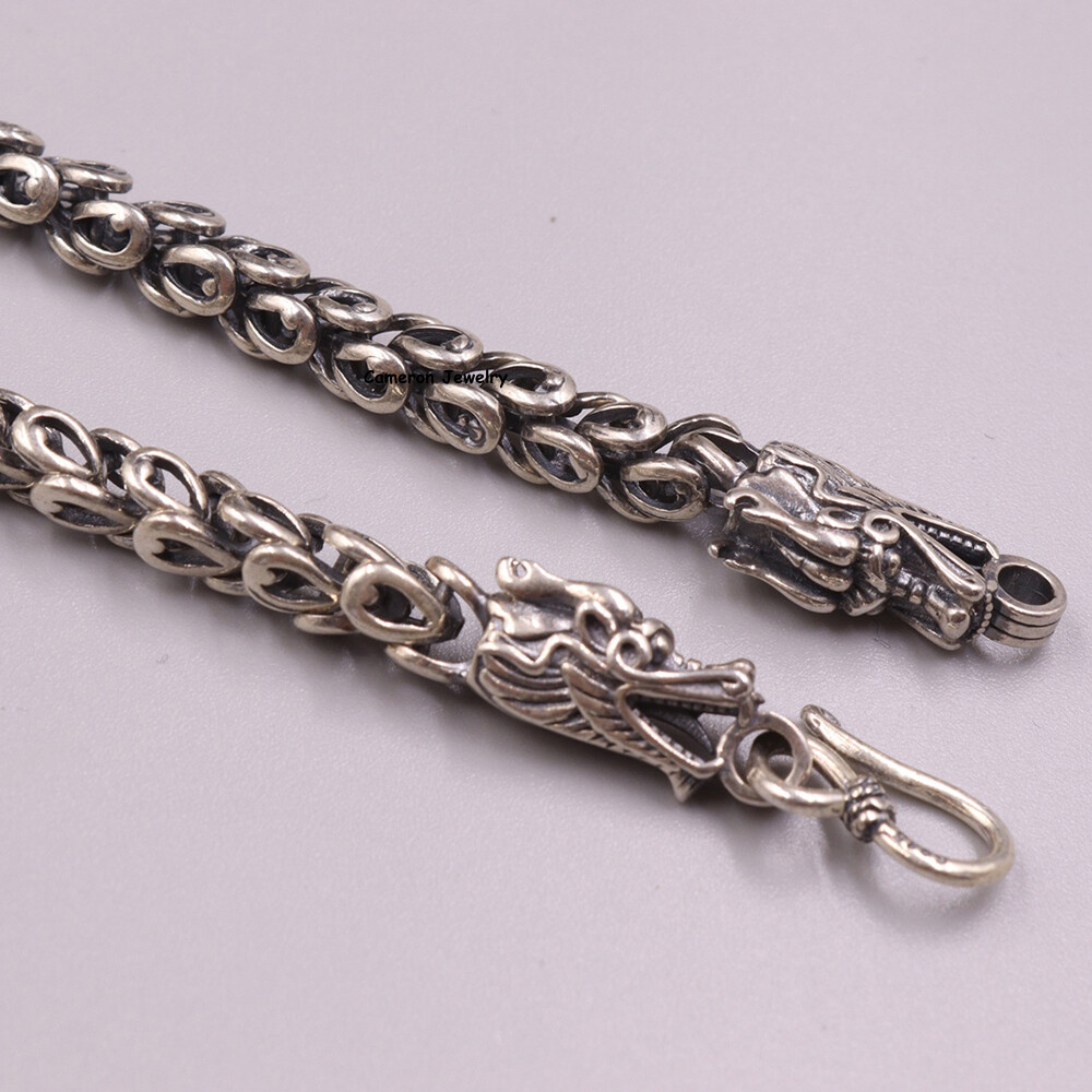 Solid 925 Sterling Silver Chain Dragon Phoenix Tail Link Necklace 57-58g 23.6in