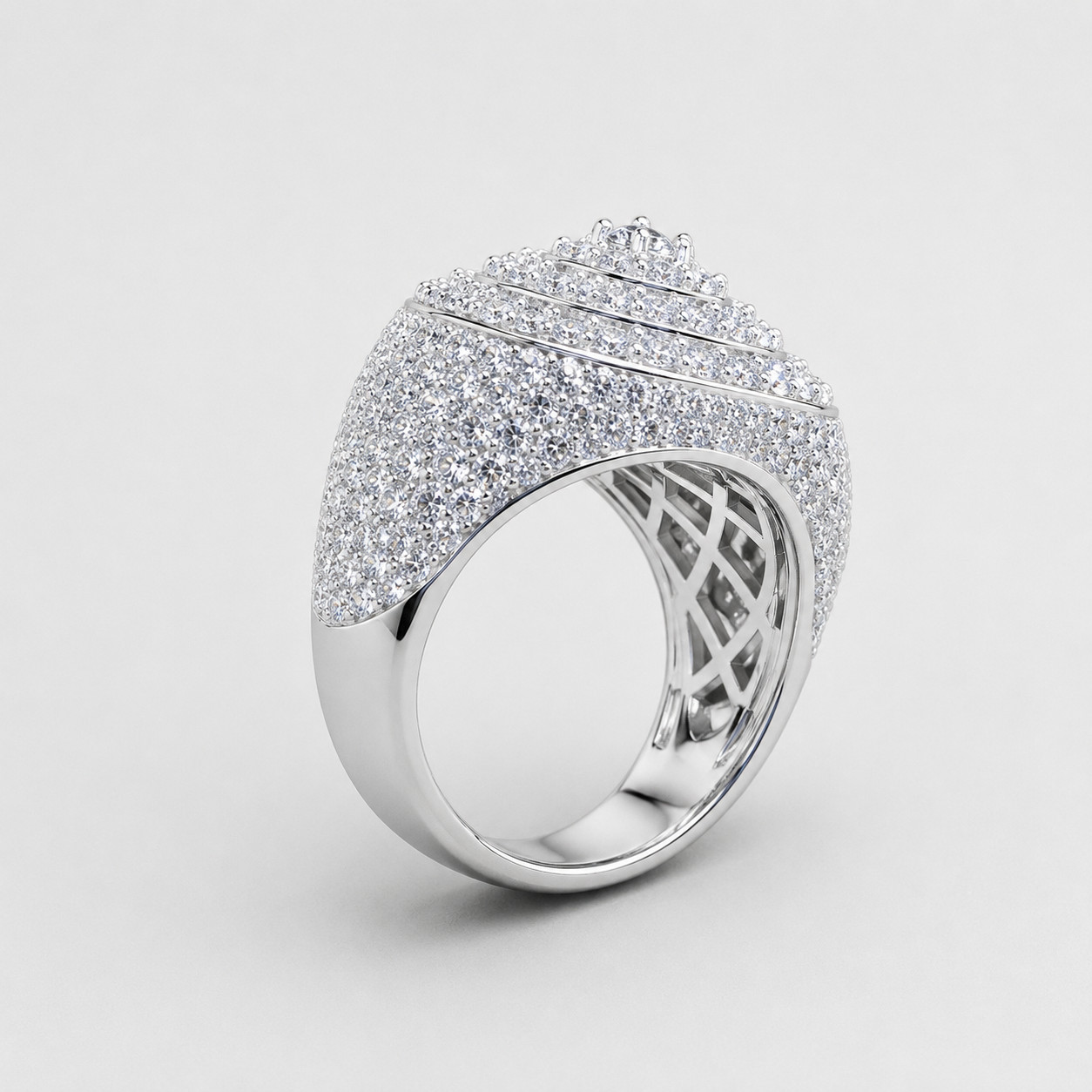 Real Moissanite 4Ct Round Cut Men’s Pinky Engagement Ring 14K White Gold Plated