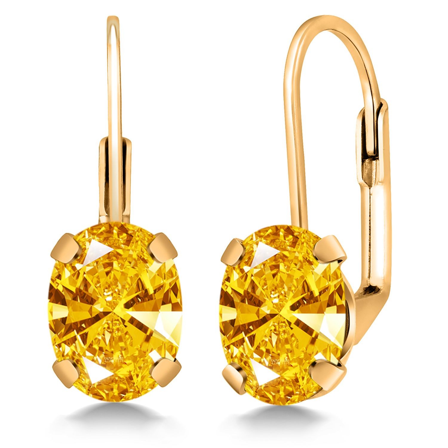 18K Yellow Gold Plated Silver Golden Yellow Zirconia Earrings for WomenWomen |