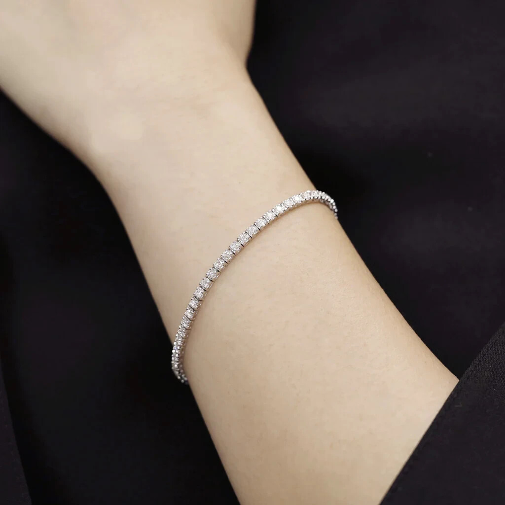 Women’s Tennis Bracelet 6.60cts Round Cut GHVS-SI Natural Diamond 14K White Gold