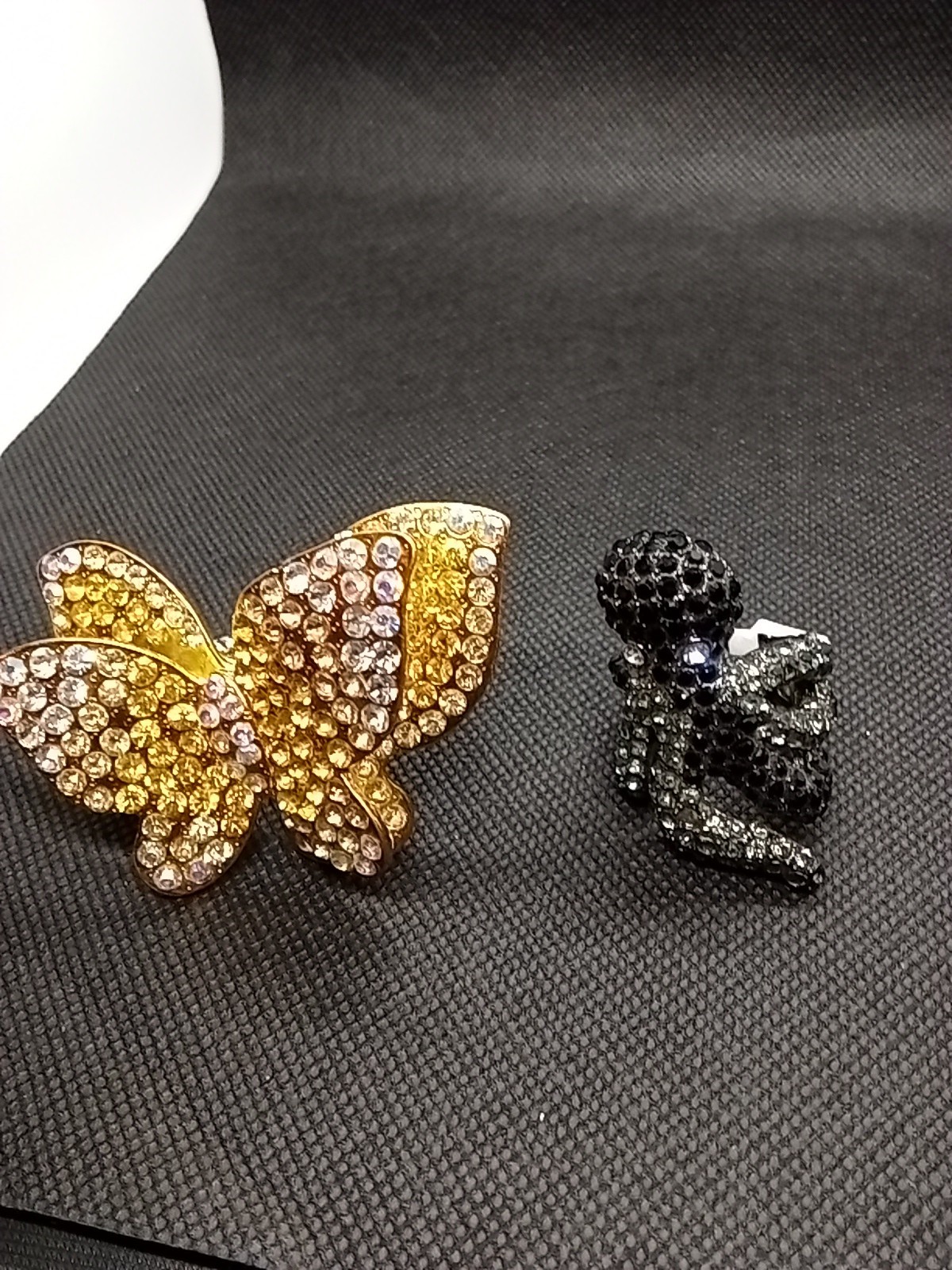 Chunky New Rhinestone Rings Butterfly Yellow White Silvertone Octopus Black Gray