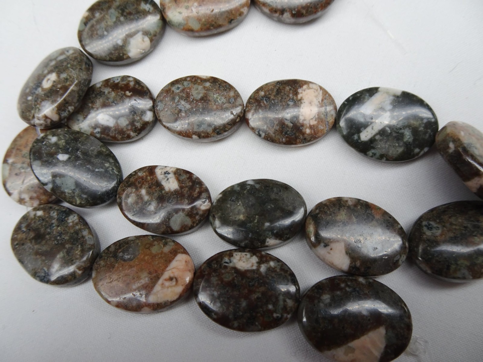 13 1/2″ Str Natural Flower Jasper Oval Stone Beads 17-17.5mm Long A61 DNG