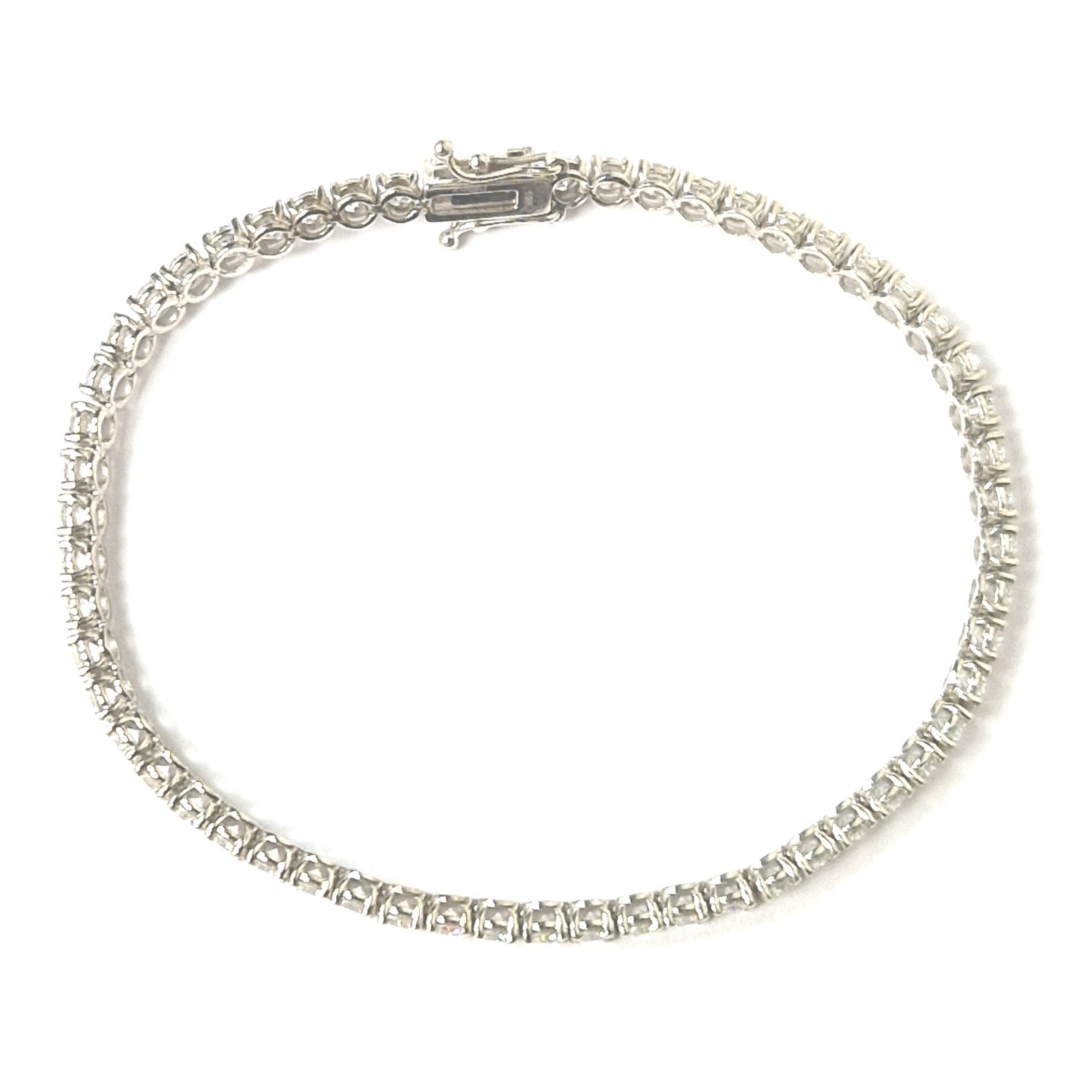 9ct White Gold Bracelet 6.15ct Lab Created Diamond 19cm Long 3.1mm Width 8.1g