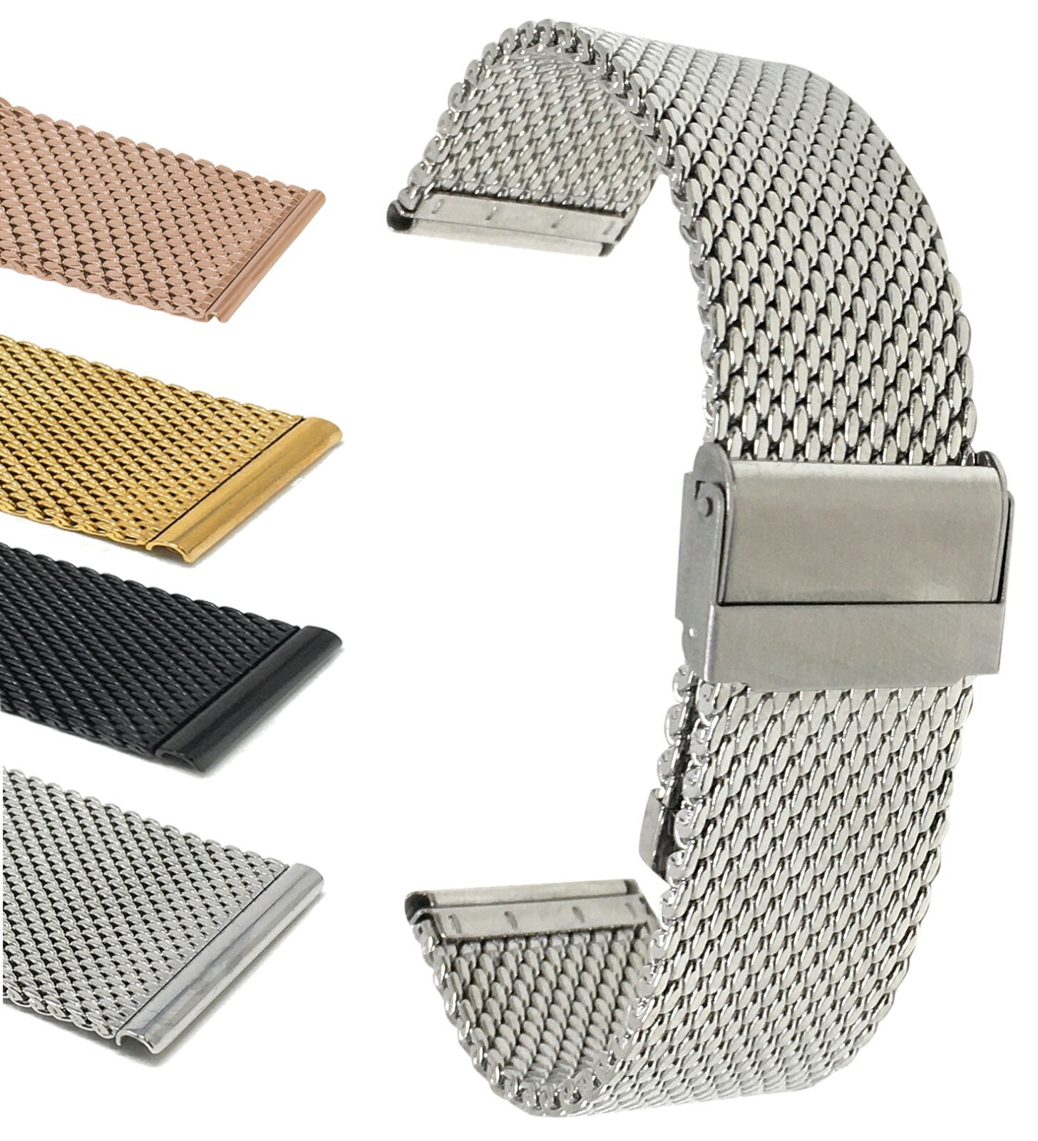 Bandini Stainless Steel Mesh Watch Band Strap, Thick Metal – 18mm 20mm 22mm 24mm