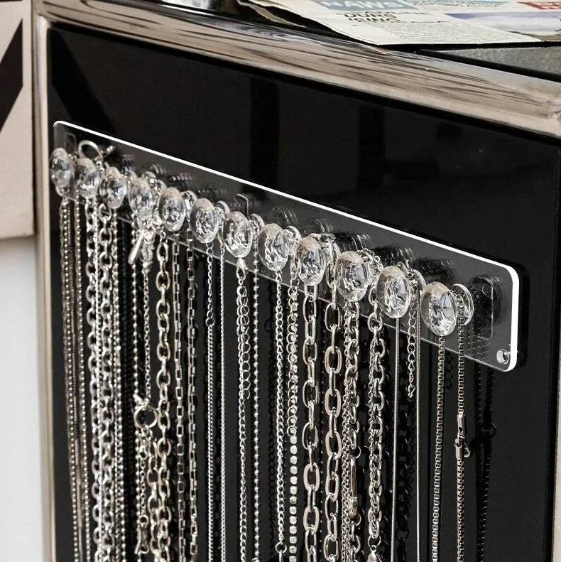 1pc Acrylic Necklace Hanger Wall Mounted Jewelry Organizer Bracelet Holder – NEW
