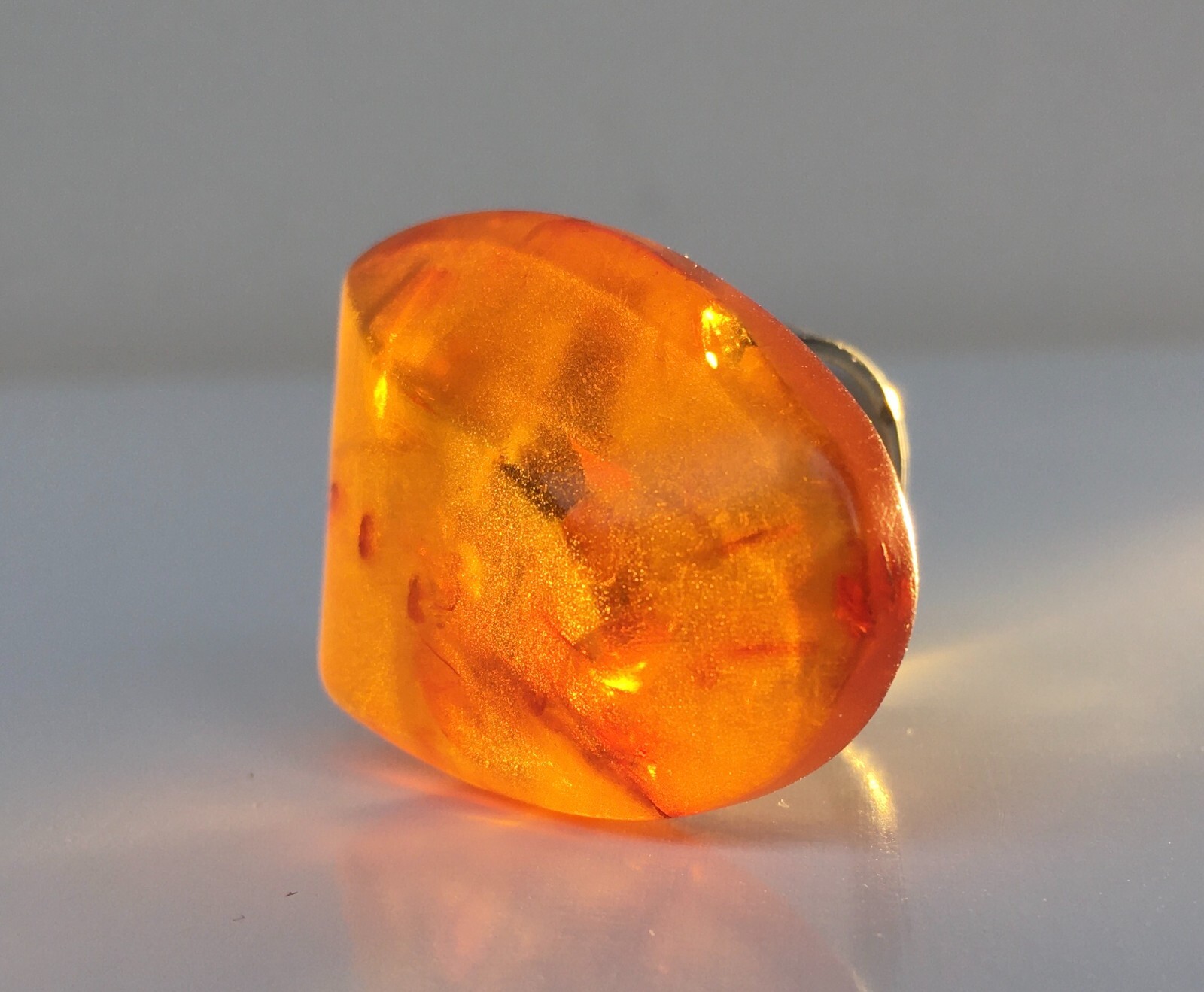 Ring made of Natural Amber Cupronickel USSR period Size 8 18.25 mm 8.86 gr