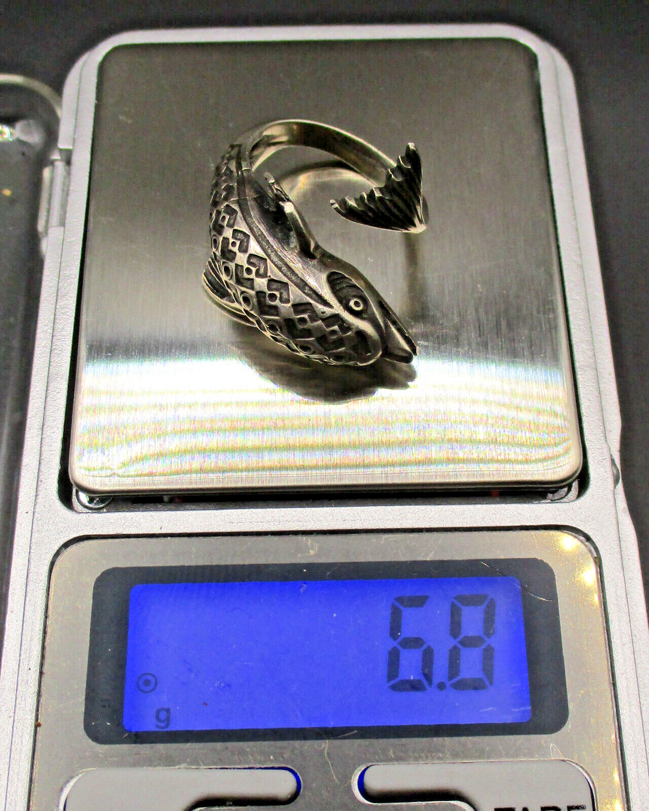 Silver Ring FISH 925 Sterling Designer Handmade Master Hallmarked RG 53