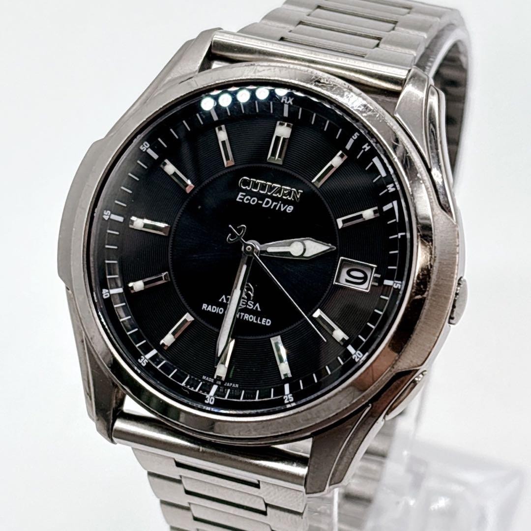 Citizen Attesa Eco Drive Radio Solar Watch 17cm 6.69in Black Dial Working Japan