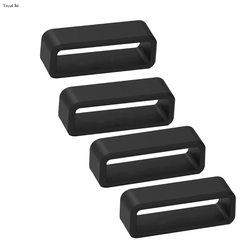 4PCS Silicone Watch Band Holder Loop Ring 22mm Black Strap Keeper Accessories