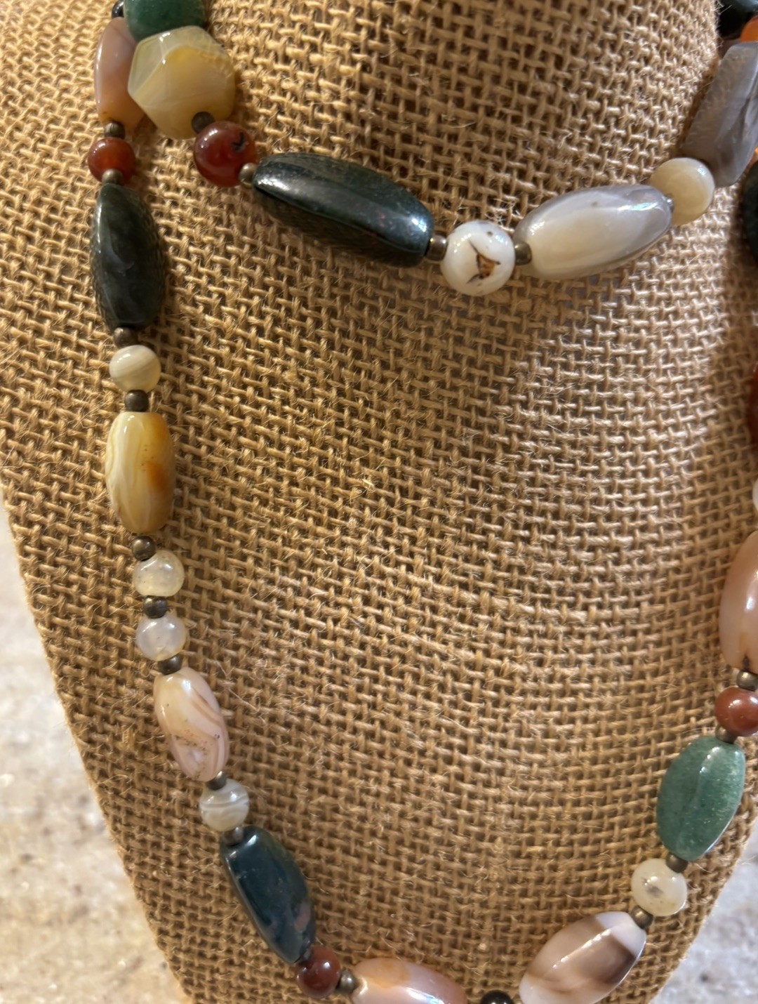 STONE BEADED NECKLACE GEMSTONE STRING STRAND