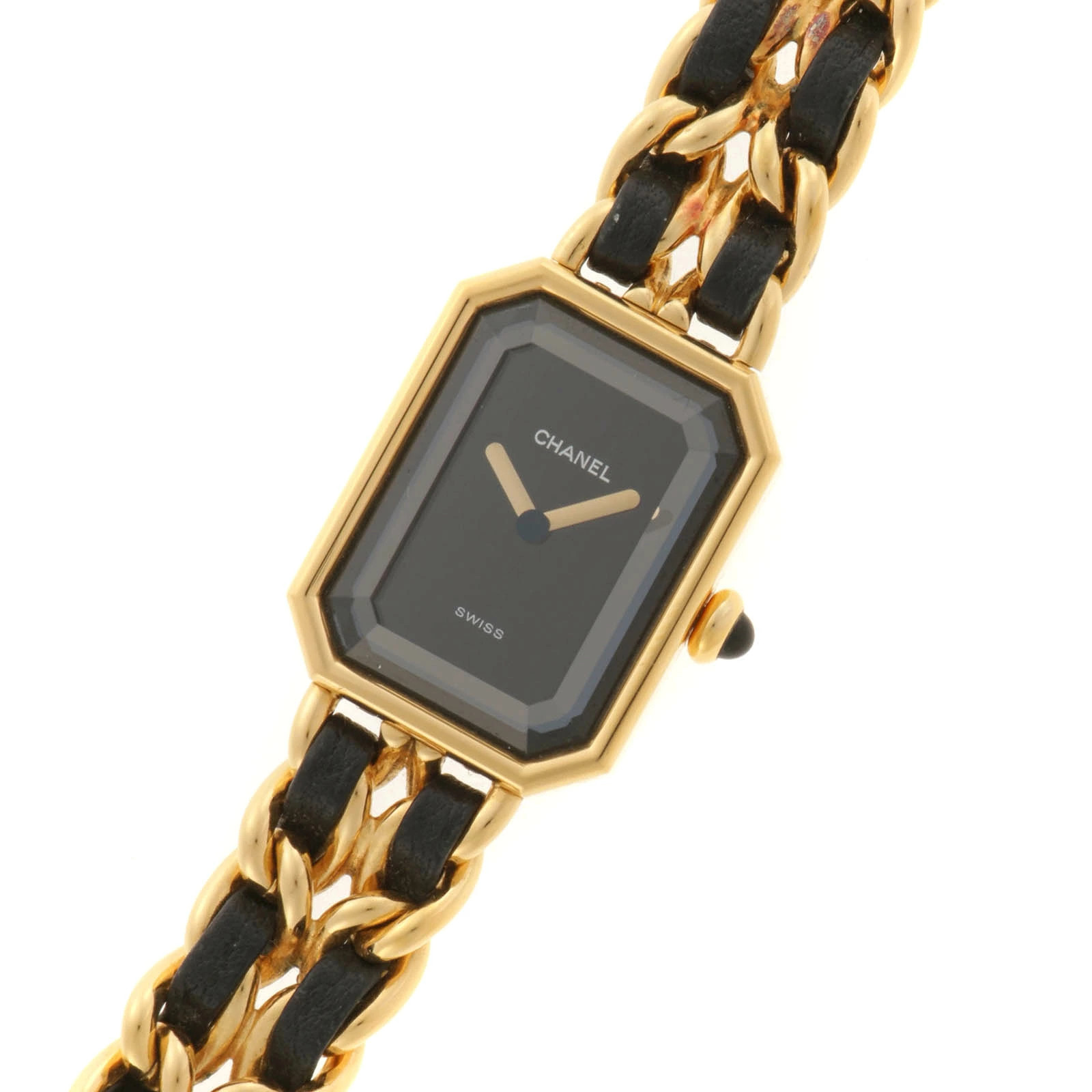 Chanel Première L H0001 Leather / Stainless Steel 20mm Black Dial Quartz #DW2721