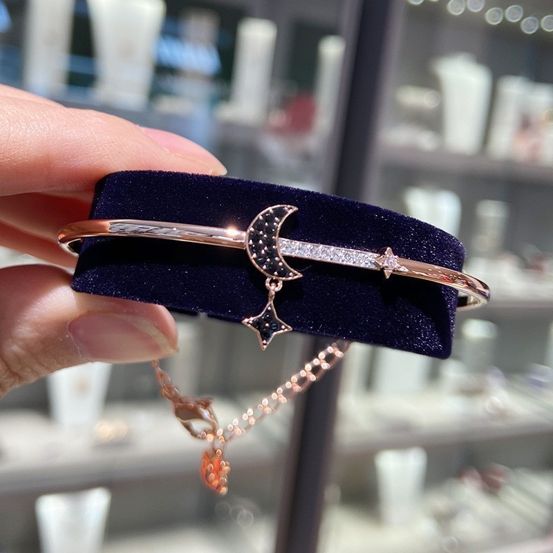 Swarovski Elements Crystal Star and Moon Bracelet for Women – Celestial Jewelry