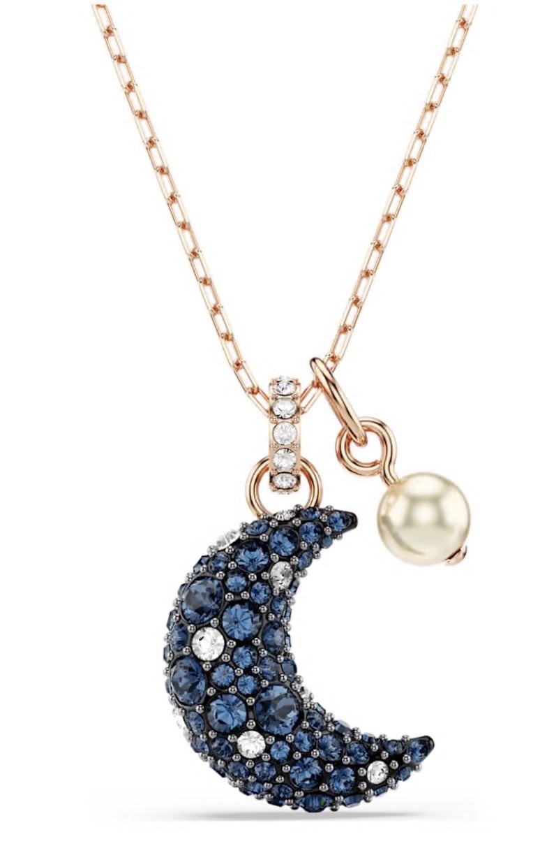 Swarovski Sublima Pendant Necklace Crystal Pearl Moon Rose Gold Plated 5671585