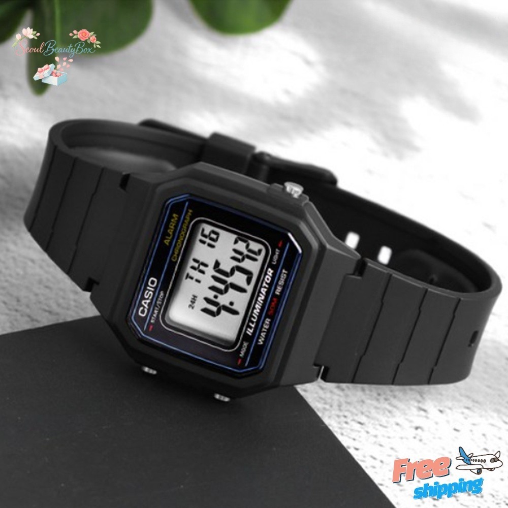 Casio W-217H-1AVDF Digital Watch 50M WR LED Alarm Stopwatch Unisex