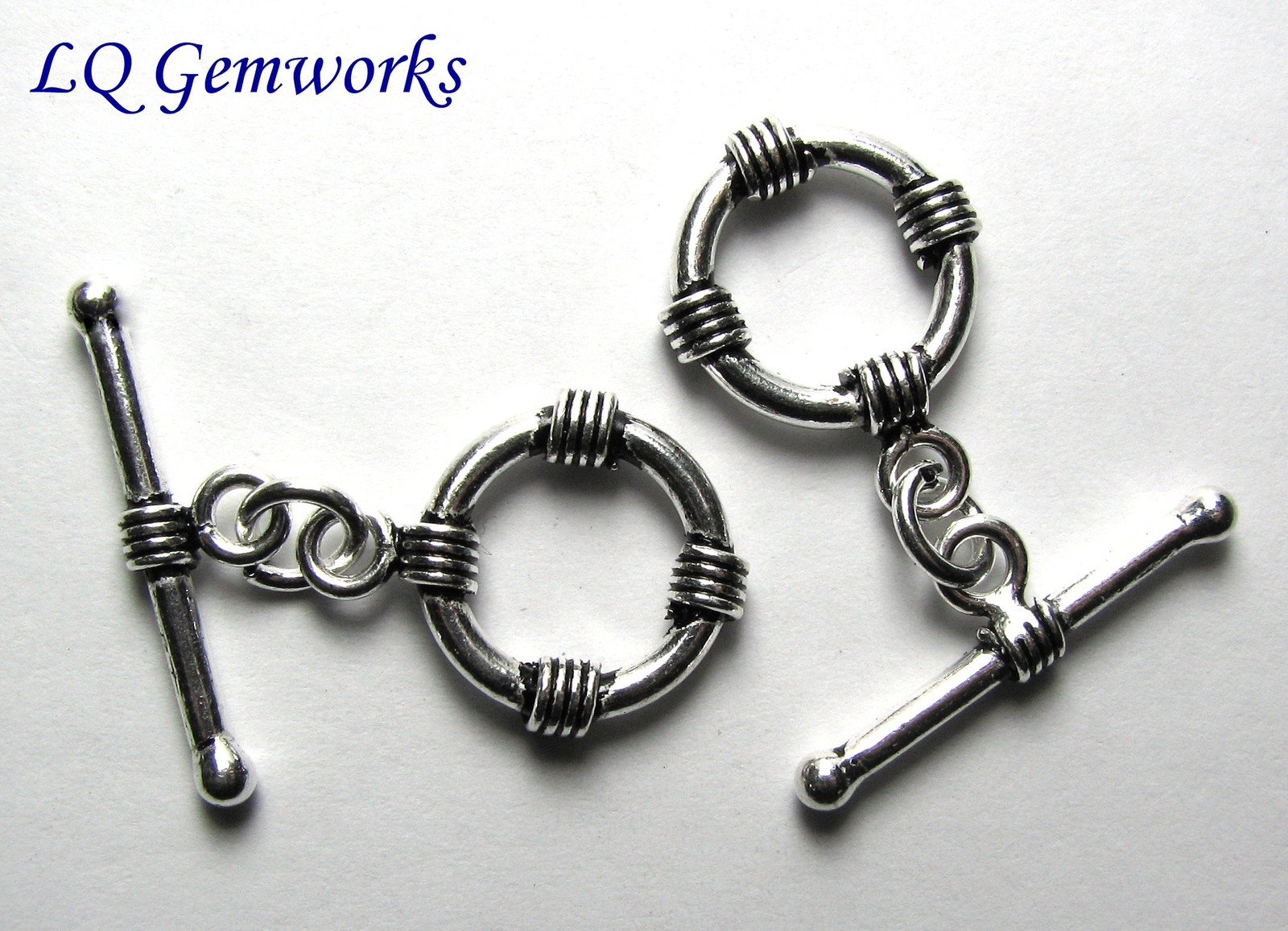 2 Bali Sterling Silver 13mm Fancy Toggle Clasps #885