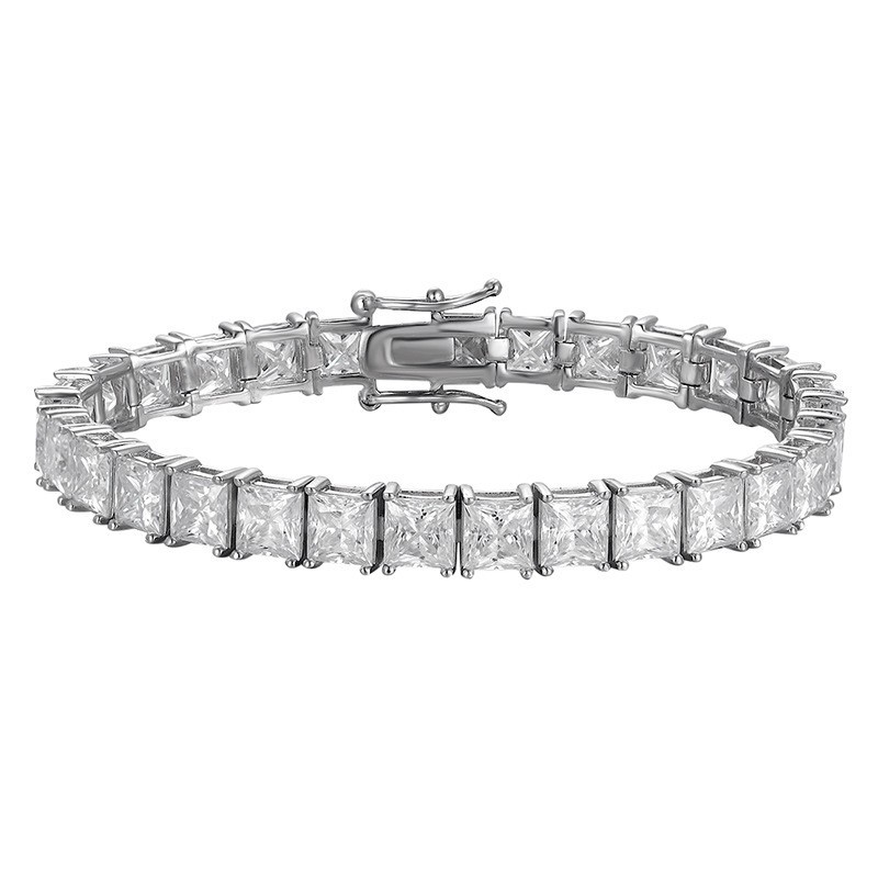 2-5MM Full Princess Cut Moissanite Tennis Bracelet 925 Sterling Silver Chain