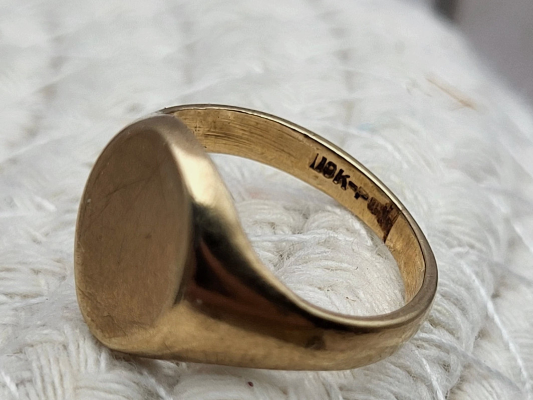 Antique 10K Yellow Gold Blank Oval Signet Initial Pinky Ring Sz 3.25