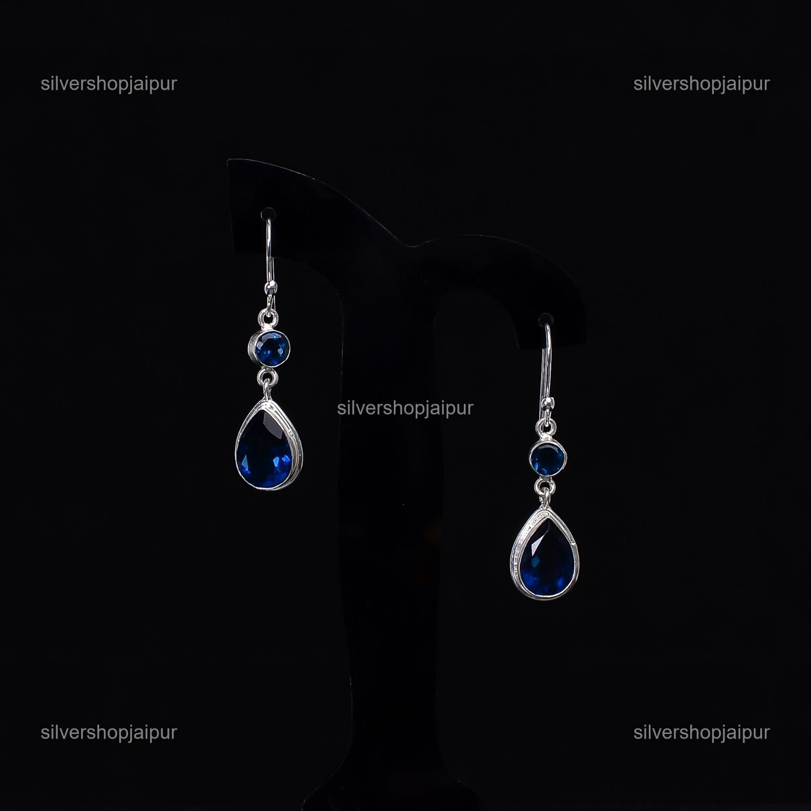 London Blue Topaz Gemstone 925 Sterling Silver Hook Dangle Drop Earrings Jewelry