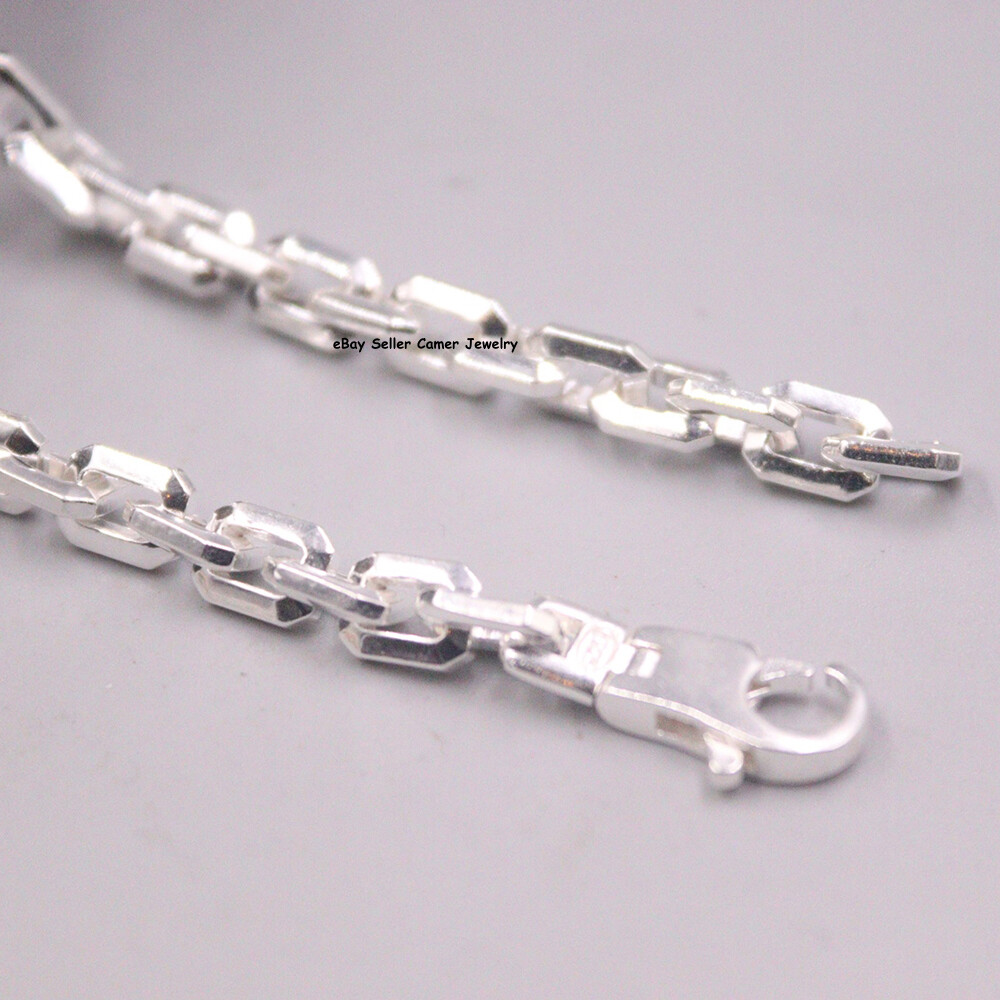 Solid S925 Sterling Silver Chain 6mm Square Cable Link Necklace 57-58g 19.6inch